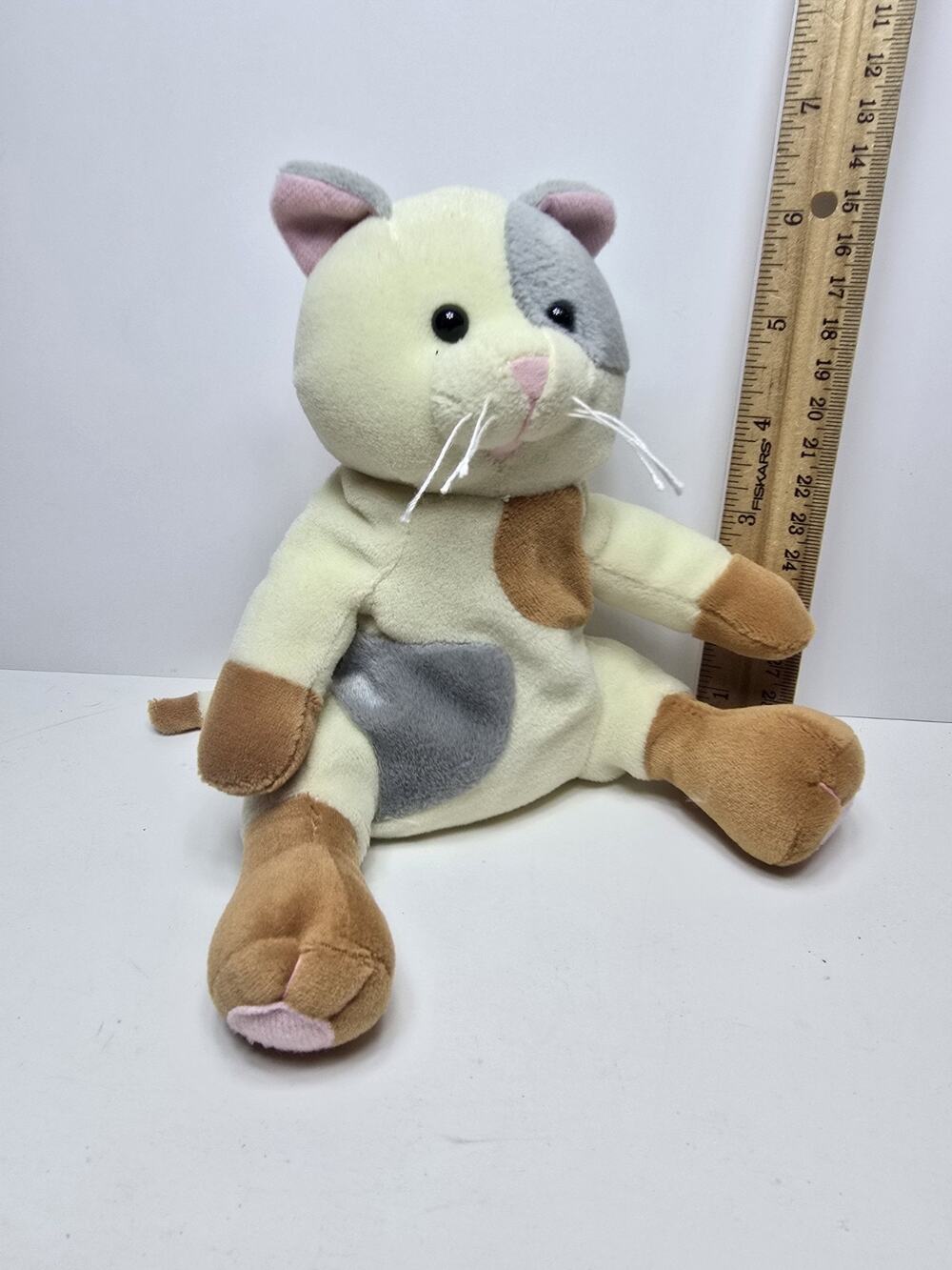 GMA Calico Cat Beanie Plush Floppy Friends Velour Velvet Vtg 1999 Brown Gray 8in